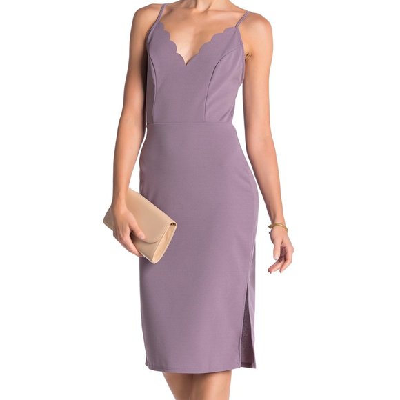 Socialite Dresses & Skirts - Socialite Scallop Trim Bodycon Dress